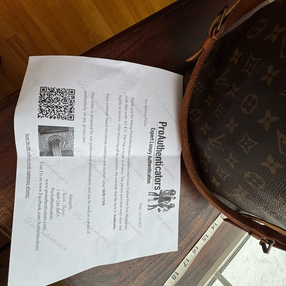 Louis Vuitton Petit Noe Monogram Brown Bag with certificate of authenticuty - Picture 10 of 13
